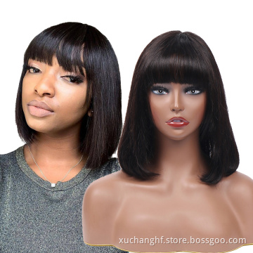 Wholesale Straight Bob Wig Brazilian Remy Hair Human Hair Wigs For Women Ombre Color Full Machine Made Wig With Bang
